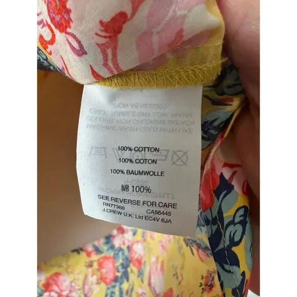 J Crew Liberty Fabric Magical Bouquet Popover Top Size 6 Yellow Floral A16 - Picture 3 of 7